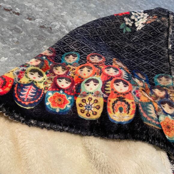 Johnny Was Pete & Greta Matryoshka Sherpa Jacket Small O/S Russian Nesting Dolls - Picture 5 of 14